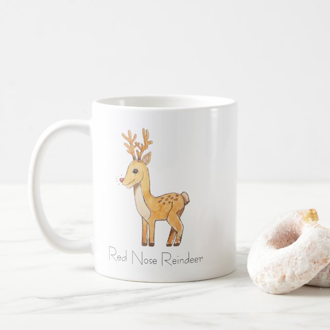 Taza De Café Reno de Nariz Roja  (Con donut)