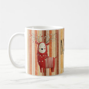 Taza De Café Reno de Navidad personalizado con tonos terrosos