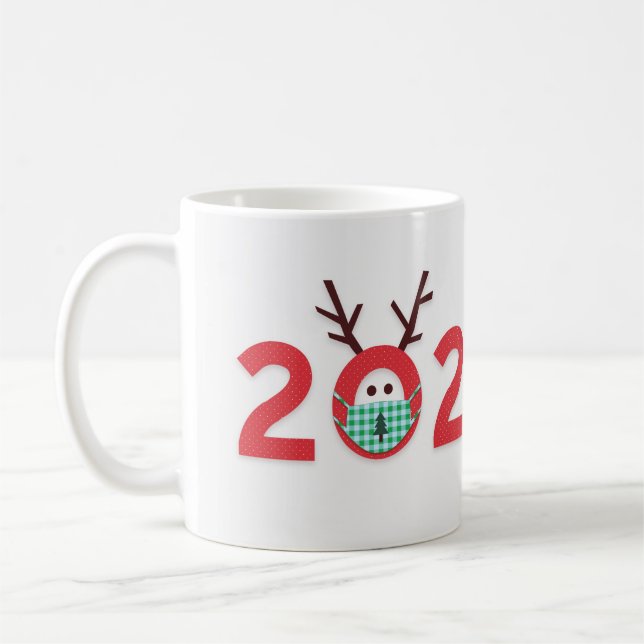 Taza De Café Reno enmascarado 2020 Día Verde Rojo Personalizado (Izquierda)
