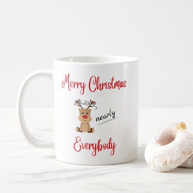 Taza De Café Reno lindo Feliz Navidad Mug (Con donut)