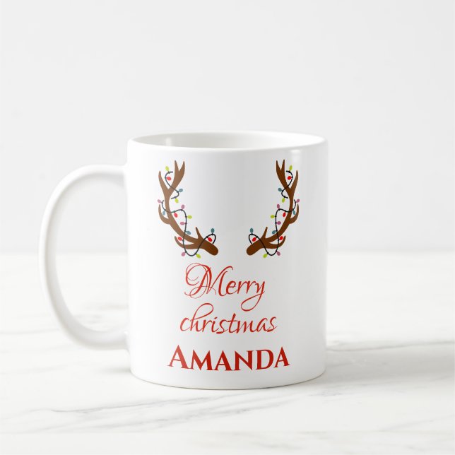 Taza De Café Reno personalizado - Feliz Navidad (Izquierda)