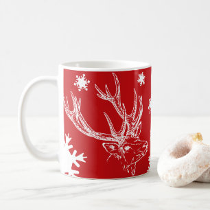 Taza De Café Reno y copos de nieve Mug Rojo