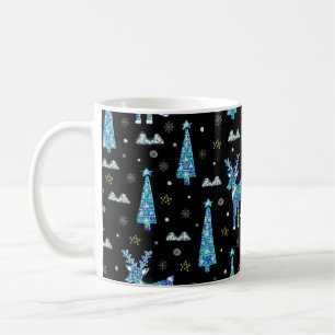 Taza De Café Renos, copos de nieve, patrón de Navidades