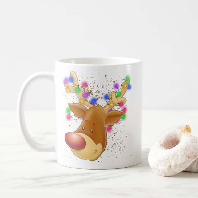 Taza De Café Renos en luces (Con donut)