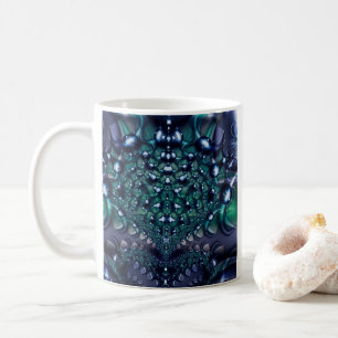 Taza De Café Rentabilidad Arte fractal púrpura y verde