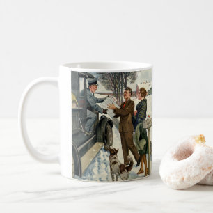 Taza De Café Reparto de cartero de Navidad Victoriano vintage