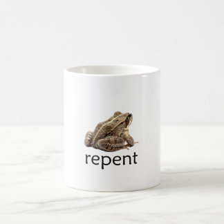 Taza De Café Repent frog, funny memee