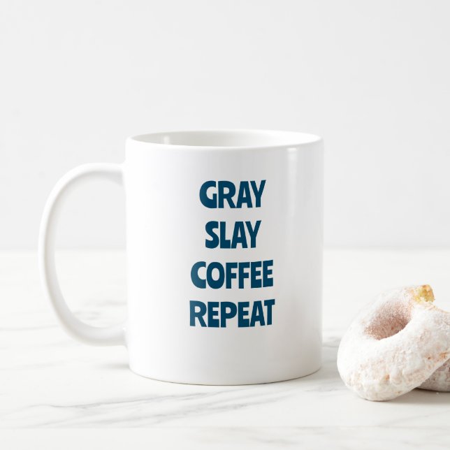 TAZA DE CAFÉ REPETICIÓN DE CAFÉ DE ESCLAY GRIS (Con donut)