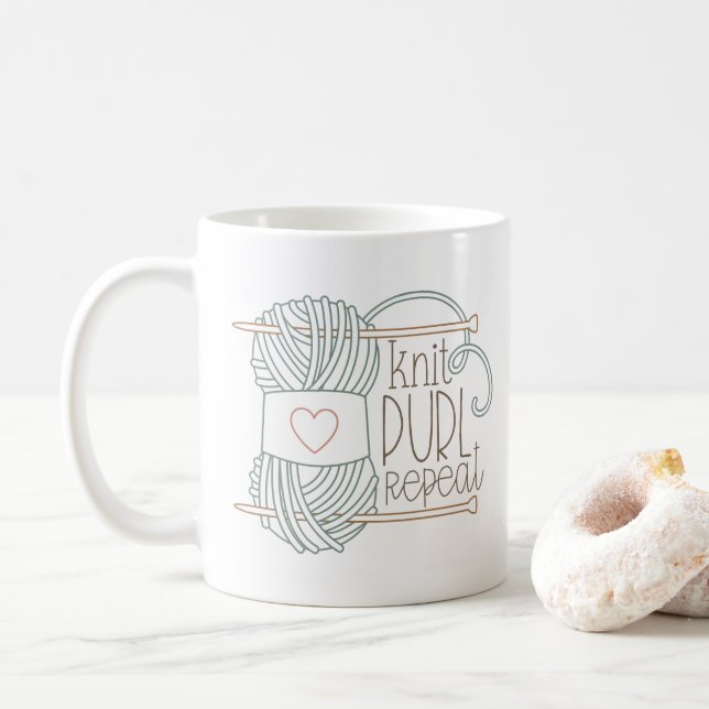 Taza De Café Repetición de Cute Knit Pearl (Con donut)