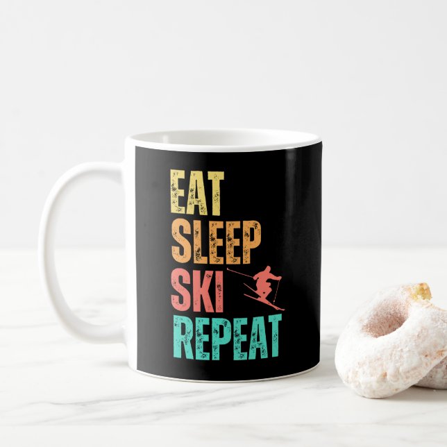 Taza De Café Repetición de esquiar de sueño (Con donut)