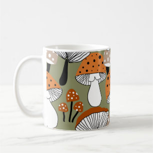 Taza De Café Repetición de hongos coloridos con dibujos a mano
