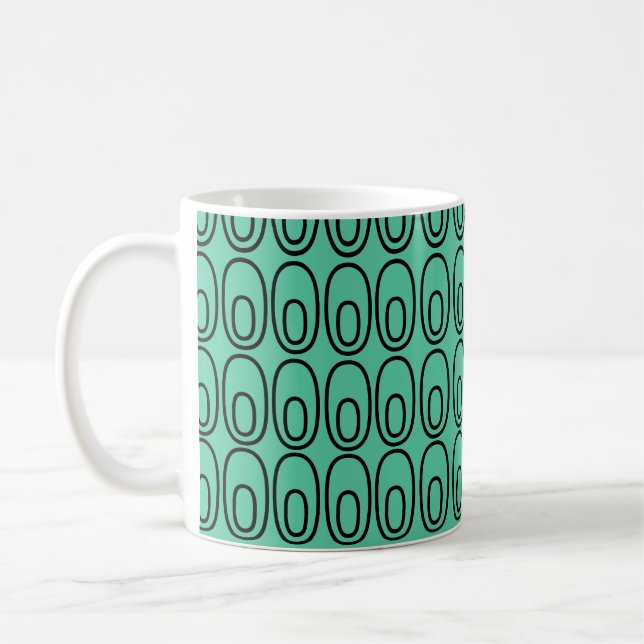 Taza De Café Repetiendo Mint Green Ovala el café Mug (Izquierda)