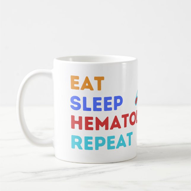Taza De Café REPITE HEMATOLOGÍA DE DORMIR DE COMER - #lablife (Izquierda)