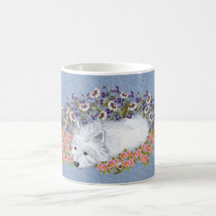 Taza De Café Reposición de Westie Floral