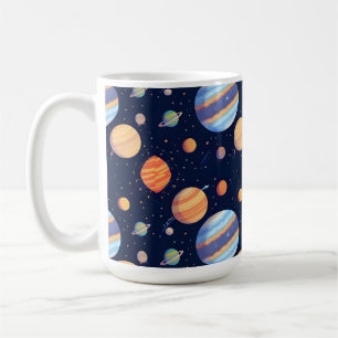 Taza De Café Representación Artística Colorida de Planetas y Es