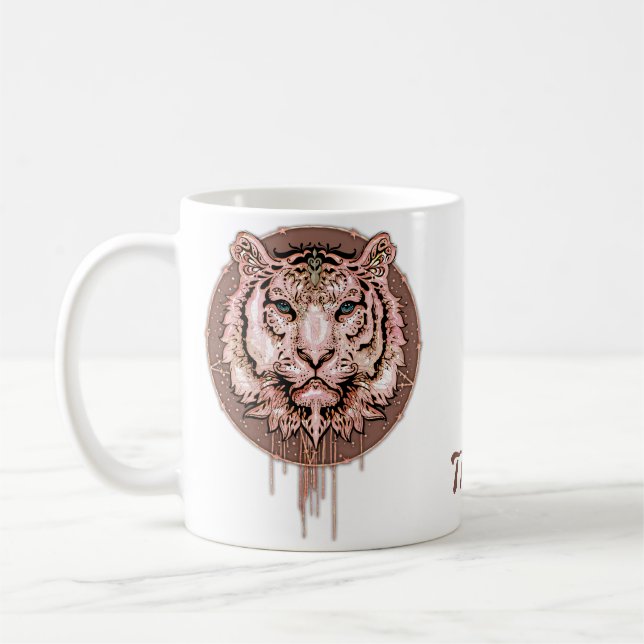 Taza De Café Representación cautivadora y artística de un tigre (Izquierda)