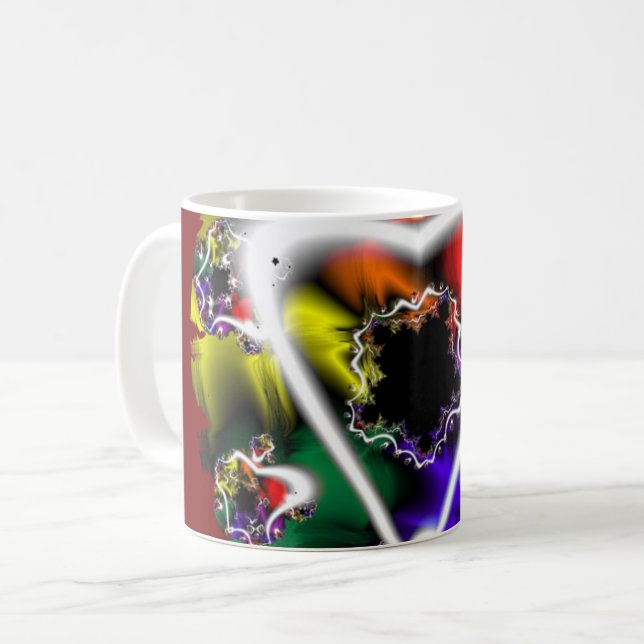 Taza De Café Reproducir | Ajuste de arte fractal arcoiris (Anverso izquierdo)