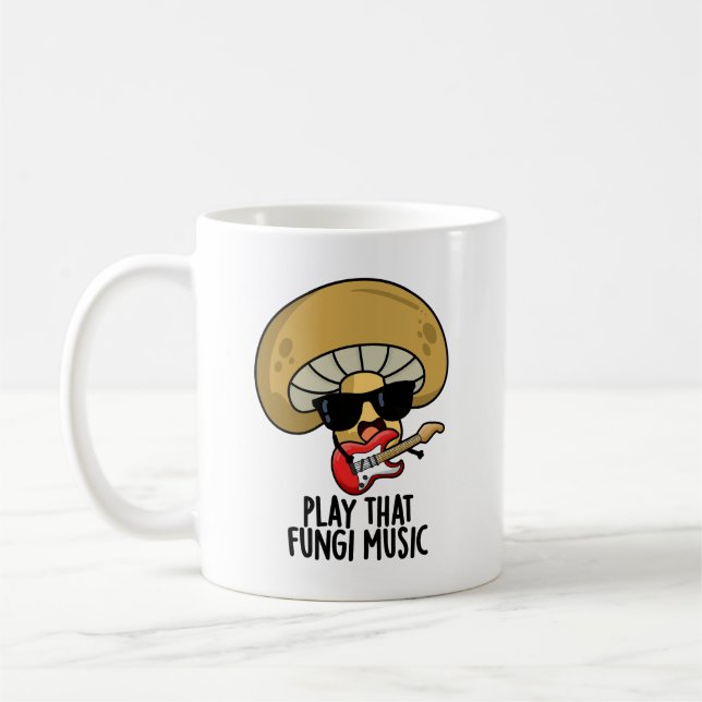 Taza De Café Reproducir ese Hongi Music Funny Mushroom Pun (Izquierda)