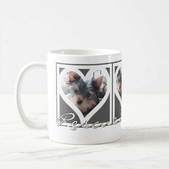Taza De Café RESCATE PERRO MOM Tres fotos marco gris (Izquierda)