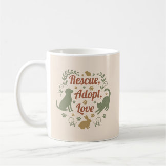 Taza De Café Rescue, Adopt, Love