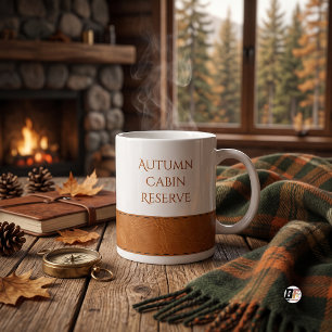Taza De Café Reserva de Cabaña de Otoño Cuero Falso Marrón Rúst