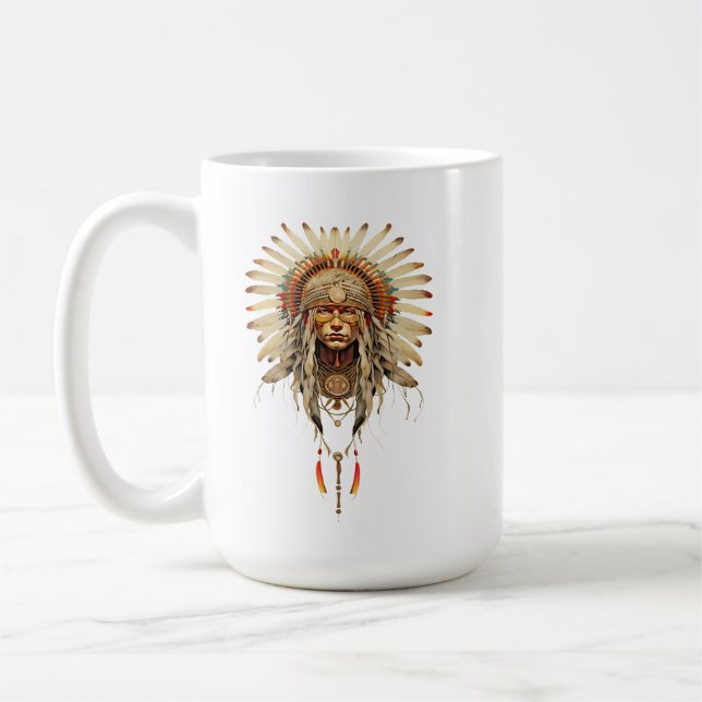 Taza De Café Reserva de indios americanos pluma tribu (Izquierda)