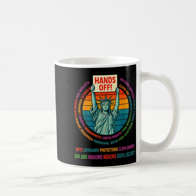 Taza De Café Resist Resistance Usa Statue Of Liberty Hands Off  (Derecha)