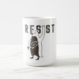 Taza De Café Resista del activismo pingüino diseño gráfico vint