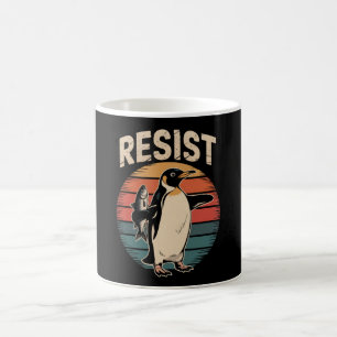 Taza De Café Resistir Activismo de Pingüinos Protestar Arancele