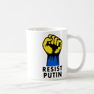 Taza De Café Resistir Putin Protesta Puño en Alto