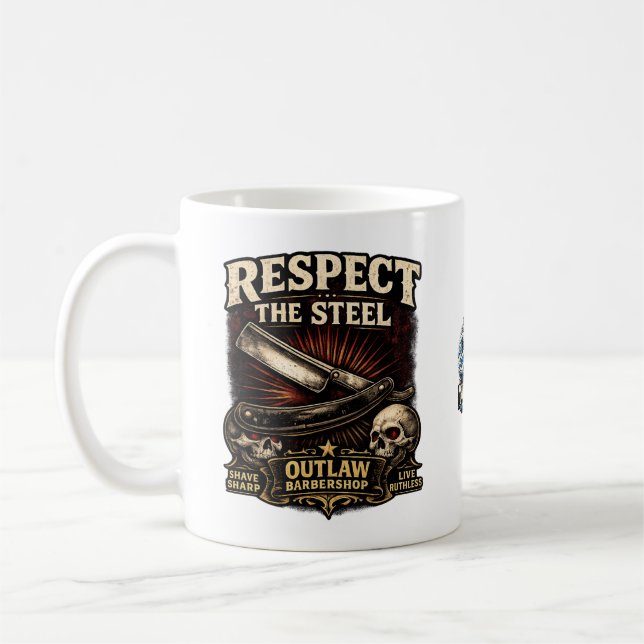 Taza De Café Respect the Steel – Straight Razor Mug (Izquierda)