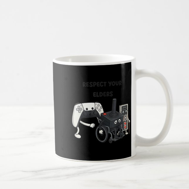 Taza De Café Respect Your Elders Funny Gaming 80s Style Old New (Derecha)
