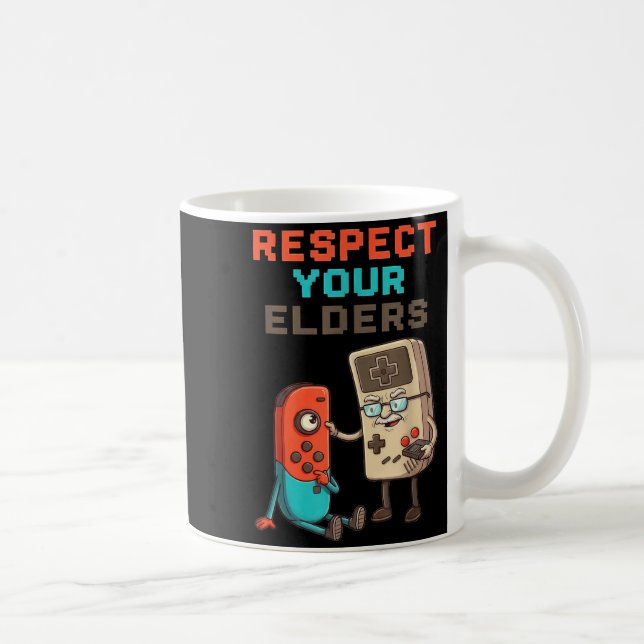 Taza De Café Respect Your Elders Gaming Control Retro Funny Gam (Derecha)