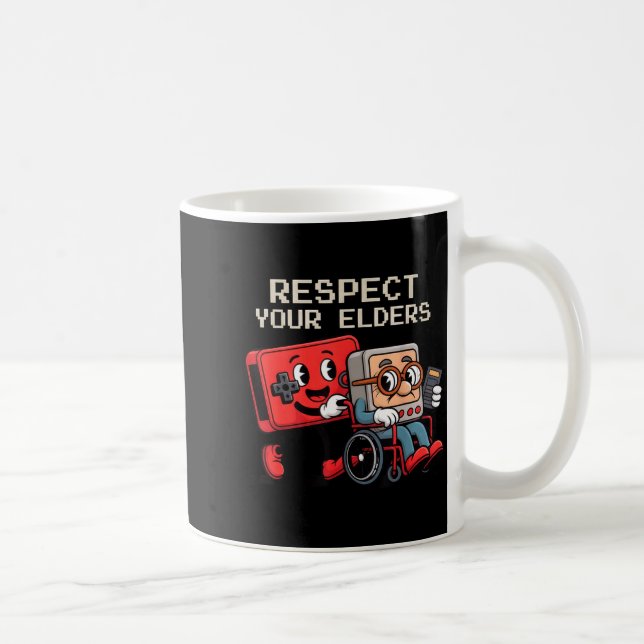 Taza De Café Respect Your Elders Gaming Control Retro Funny Gam (Derecha)
