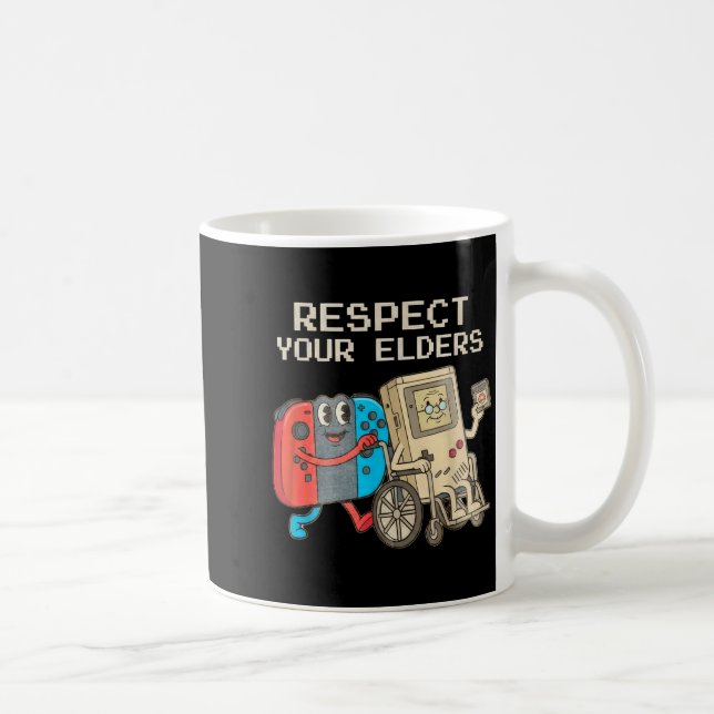 Taza De Café Respect Your Elders Gaming Control Retro Funny Gam (Derecha)