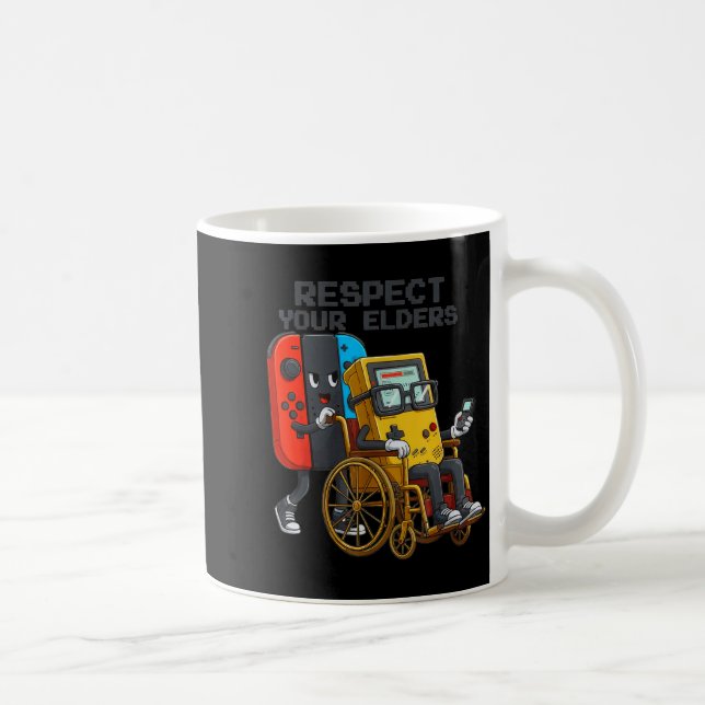 Taza De Café Respect Your Elders Gaming Control Retro Funny Gam (Derecha)