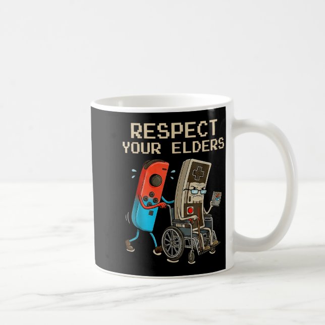 Taza De Café Respect Your Elders Retro Gaming Controller Funny  (Derecha)