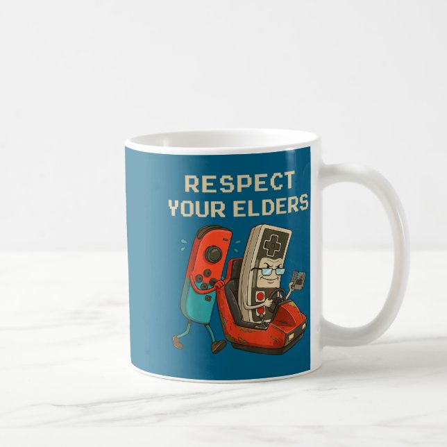Taza De Café Respect Your Elders Retro Gaming Funny Gamer Contr (Derecha)