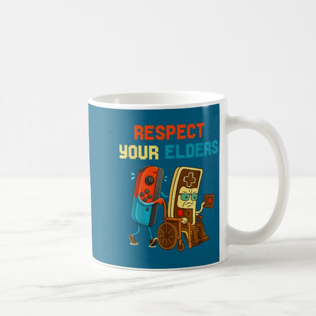 Taza De Café Respect Your Elders Retro Gaming Funny Gamer Contr (Derecha)