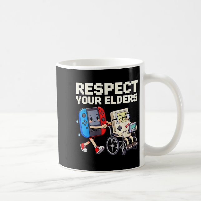 Taza De Café Respect Your Elders Retro Gaming Funny Gamer Contr (Derecha)