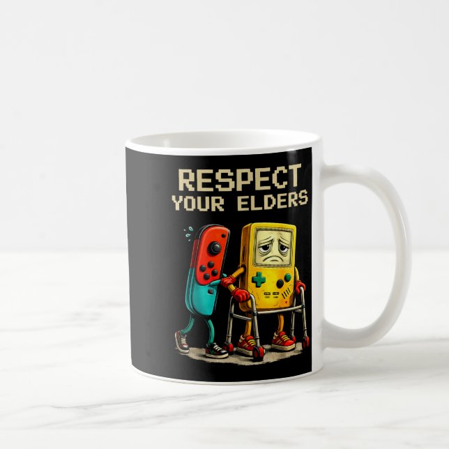 Taza De Café Respect Your Elders Retro Gaming Funny Gamer Contr (Derecha)