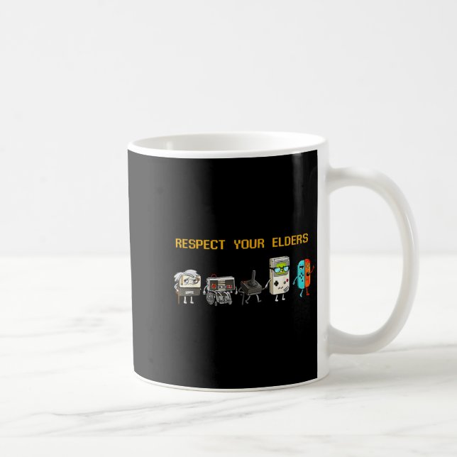 Taza De Café Respect Your Elders Retro Gaming Funny Gamer Contr (Derecha)