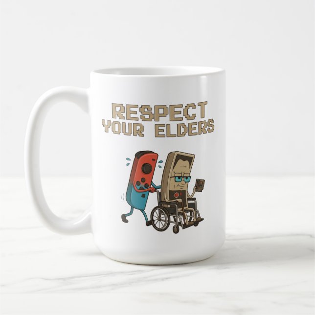 Taza De Café Respect Your Elders Retro Gaming Funny Gamer Contr (Izquierda)