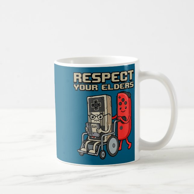 Taza De Café Respect Your Elders Retro Gaming Funny Gamer Contr (Derecha)