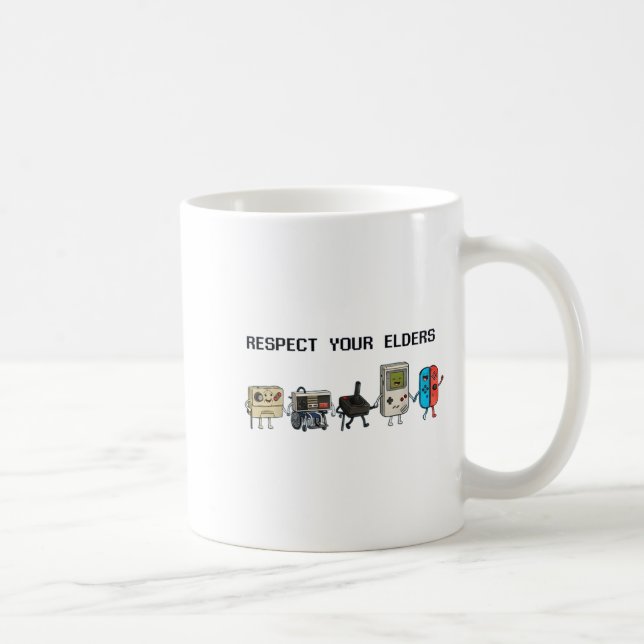 Taza De Café Respect Your Elders Retro Gaming Funny Gamer Contr (Derecha)