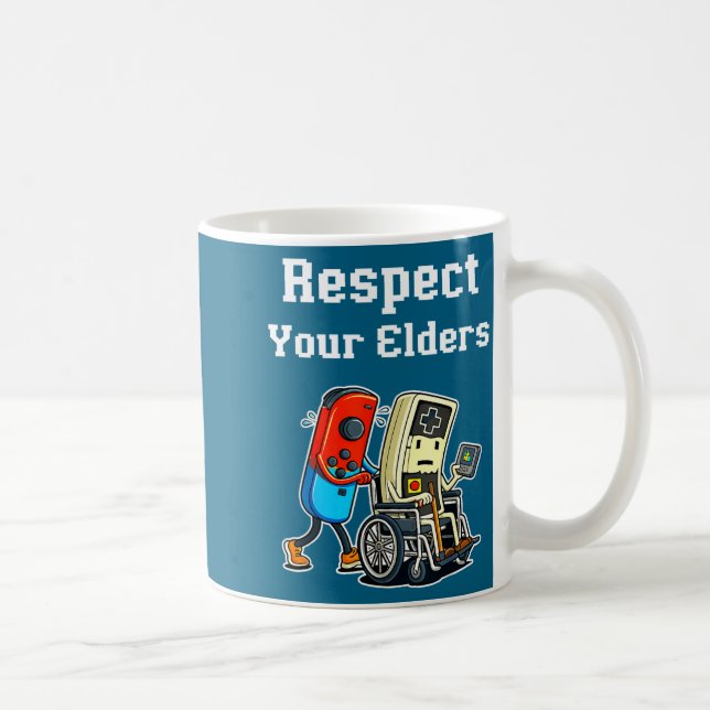 Taza De Café Respect Your Elders Retro Gaming Funny Gamer Contr (Derecha)