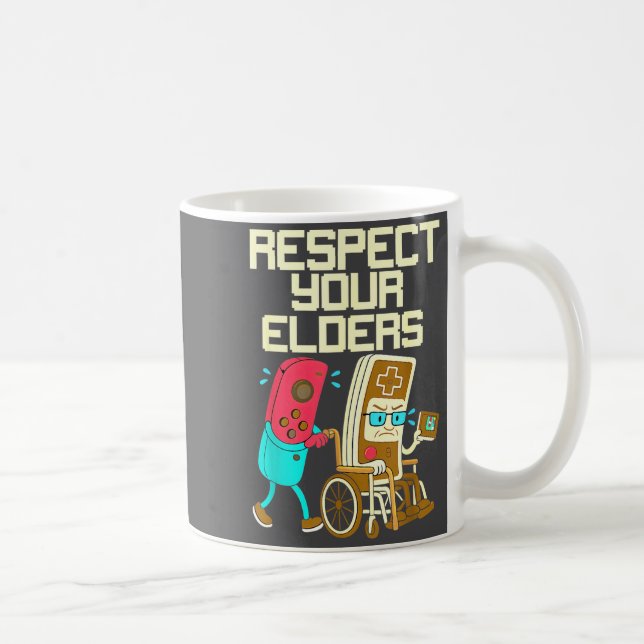 Taza De Café Respect Your Elders Retro Gaming Funny Gamer Contr (Derecha)