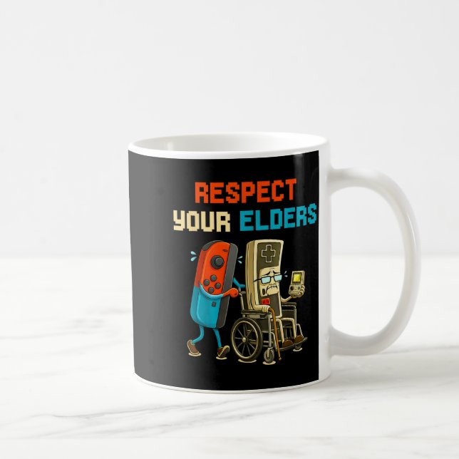 Taza De Café Respect Your Elders Retro Gaming Funny Gamer Contr (Derecha)