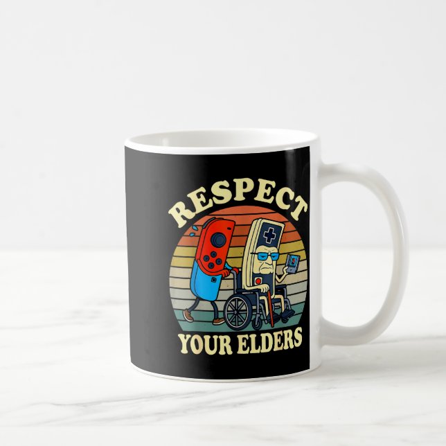 Taza De Café Respect Your Elders Retro Gaming Funny Gamer Contr (Derecha)