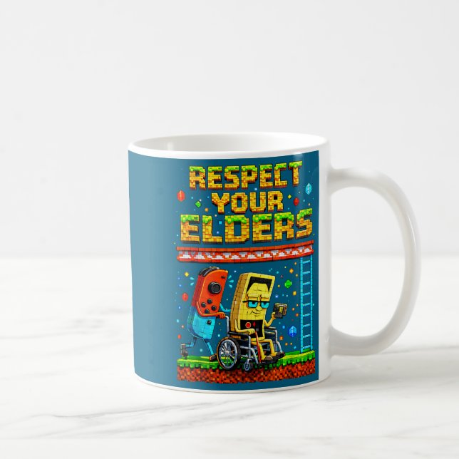 Taza De Café Respect Your Elders Retro Gaming Funny Gamer Contr (Derecha)
